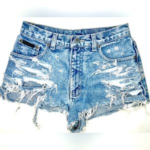 New York & Company Distressed Denim Shorty Shorts - Size 4